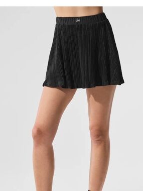 Micro Plisse Tennis Skirt - black